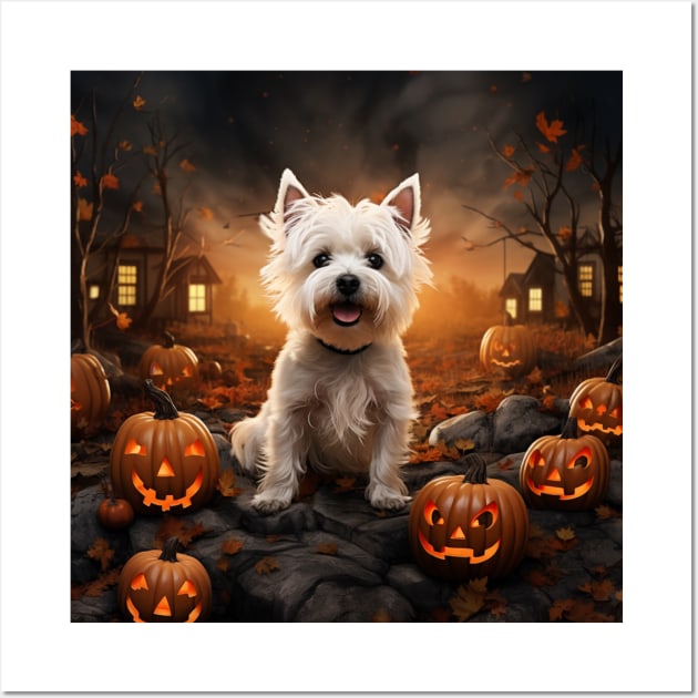 West highland white terrier Halloween Wall Art by NatashaCuteShop